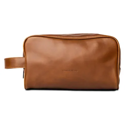 Produktbild von Gentlemen’s Kulturbeutel aus Echtleder - Herren Waschtasche Reise - Leder Kulturtasche mit YKK Reißverschluss & Innenfächern - Necessaire