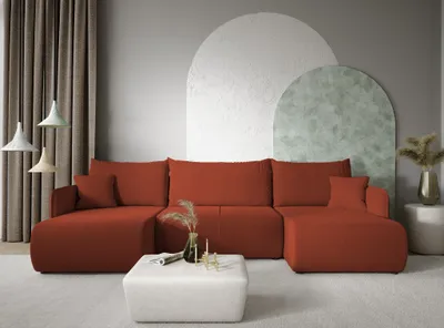 Produktbild von Wohnlandschaft Sofa mit Schlaffunktion CALGARY Stoff Curio Ziegelrot