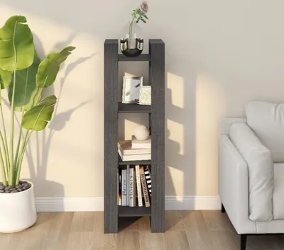 Produktbild von The Living Store Bücherregal/Raumteiler Grau 41x35x125 cm Massivholz Kiefer