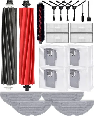 Produktbild von 21 Stück Zubehörset für Roborock S8 PRO Ultra Ersatzteile 2 Rollenbürste 4 Seitenbürsten 4 Staubbeutel 4 HEPA-Filter 4 Wischtücher 1 Selbstreinigende Bürste