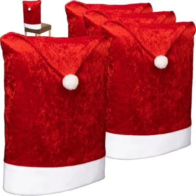 Produktbild von COM-FOUR® 4x Premium Stuhlhusse - Weihnachtsdekoration für Stühle - Schonbezüge im weihnachtlichen Design - Sitzmöbel-Überzüge - Stuhlbezug für Weihnachten - Stuhlabdeckung