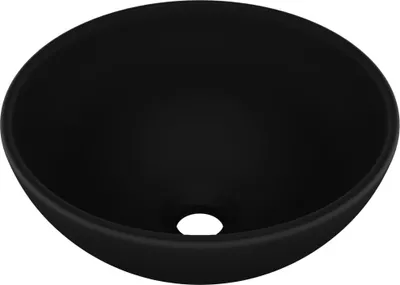 Image de vidaXL Lavabo de luxe Rond Mat Noir 32,5x14 cm Céramique