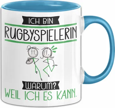 Produktbild von Rugbyspielerin Tasse Geschenk Ich Bin Rugbyspielerin Warum Weil Ich Es Kann Geschenkidee Geburtstag (Blau)
