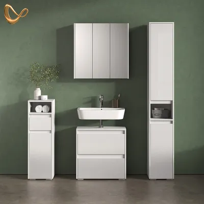 Image de Meuble salle de bain Livinity Savuto Blanc 30.2x191.5cm avec portes et compartiment ouvert, Model 52762