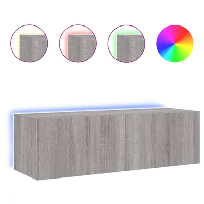 Produktbild von TV-Wandschrank mit LED-Leuchten Grau Sonoma 100x35x31 cm