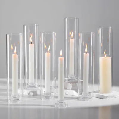 Produktbild von Kerzenhalter Set 6 Stück, für Stabkerzen, 28 cm, transparentes Glas, für Hochzeit