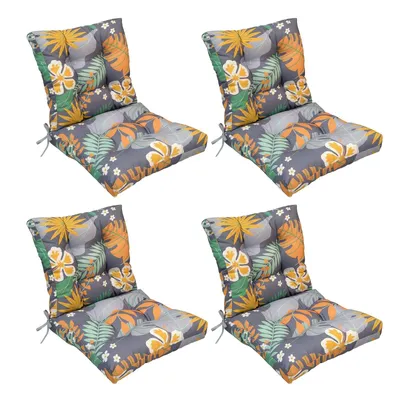 Produktbild von 4er set Gartenstuhl Hochlehner Auflagen, Outdoor Kissen für Gartenmöbel Auflagen Stuhl,Wasserfest Sitzkissen mit Rückenkissen Polster Set für Gartenstühle,Orange