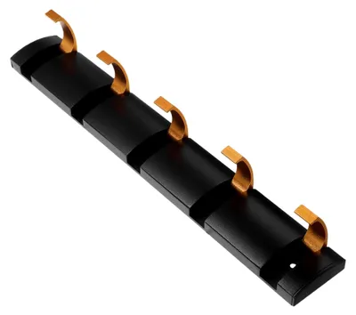 Produktbild von Faltbare Metall-Wandhaken 5 Stück Schwarzgold Selbstklebende Garderobenleiste für Bad, Küche und Balkon