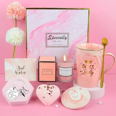 Produktbild von Cadeauset für Frauen, Geschenkset für Frauen, 14 OZ Kaffeetassen, Duftkerzen, Badbombe, Geschenkidee für Mutter, Freundin