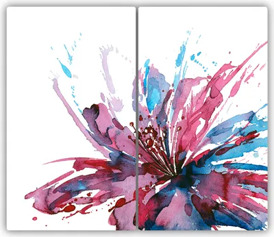 Produktbild von Tulup Glas-Herdabdeckplatte - 2x30x52cm - Glaskeramikkochfeld-Abdeckung Spritzschutz Zweiteilig Abstrakte Blume