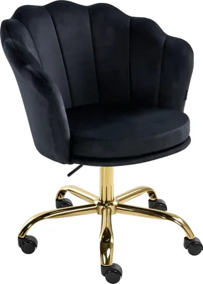 Produktbild von BELIANI Bürostuhl Schwarz u. Gold Samt Höhenverstellbar Drehbar für Home Office Büro Schminktisch Muschelform Muschel