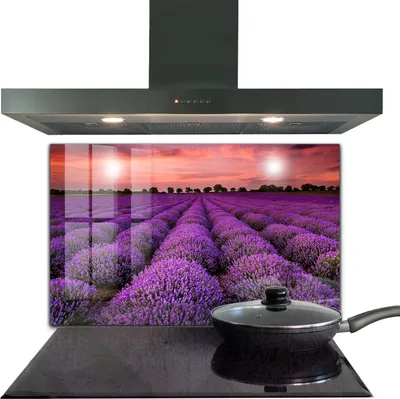 Produktbild von Spritzschutz aus Glas Küchenrückwand - Wandschutz für Herd und Spüle - 100x70 cm - Lavendelfeld-Landschaft