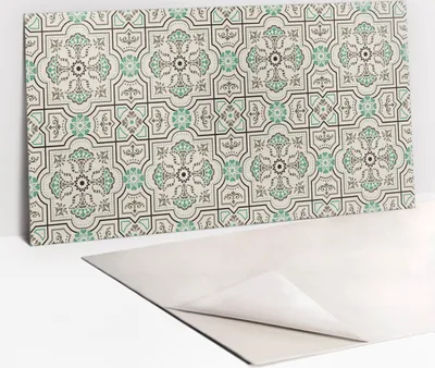 Produktbild von Grüne Verzierung – PVC Wandpaneele – Selbstklebende Wandfliesen – Dekopaneele selbstklebend – Vinyl Wandverkleidung – Wanddeko selbstklebend – 100x50 cm