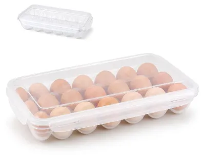 Eierbehälter für Kühlschrank, 18 Eier, stapelbar, transparent