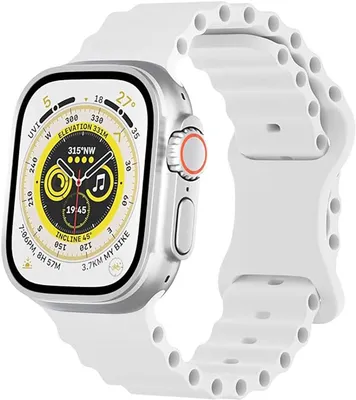 Produktbild von FFO2World Ocean Sport Silikonband für Apple Watch 42/41/40/38 mm – Wasserdicht & bequem – Für Serie SE/11/10/9/8/7/6/5/4/3/2/1 – Weiß