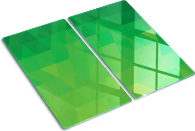 Obrázok produktu pre Sklenená ochranná doska – Kryt varnej dosky – Kryt na indukčnú dosku – 2x30x52 cm – Rýchle čistenie – Tvrdené sklo – Zelený mnohouholník