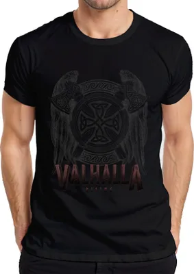 Zdjęcie produktu dla Koszulka męska Valhalla Rising Viking Mythology Odin's Raven Valknut Symbol, czarny, M