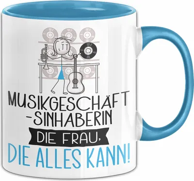 Produktbild von Musikgeschäftsinhaberin Geschenk Tasse Becher Die Frau Die Allen Kann Geschenkidee für eine Musikgeschäftsinhaberin Lustig (Blau)