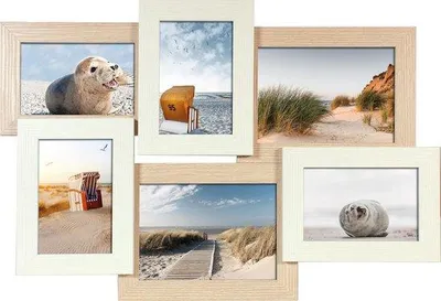 Productafbeelding van Houten Fotocollage Lijst voor 6 Foto's - 10x15 cm & 13x18 cm - Wanddecoratie