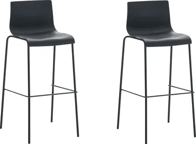 Produktbild von 2er Set Barhocker HLO-CP20 Kunststoff 4-Fuß Gestell schwarz  schwarz