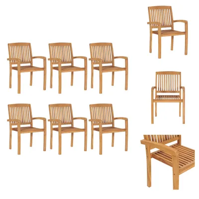 Immagine prodotto di vidaXL Sedie da giardino impilabili 6 pz. Legno massiccio di teak - Sedie da giardino