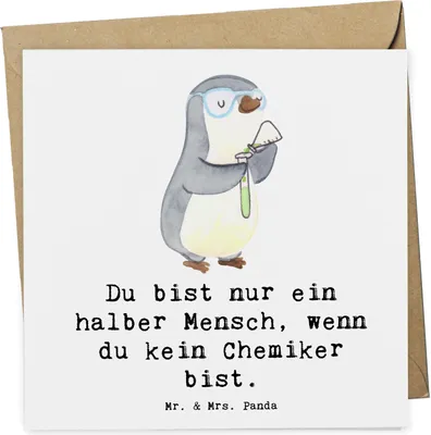 Produktbild von Mr. & Mrs. Panda Klappkarte Chemiker Herz - Weiß - Geschenk, Chemielaborant, Glückwunschkarte, doppelkarte, faltkarte, Spruch, Grußkarte, anlasskarte, Labor, Studium
