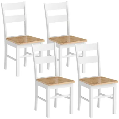 Produktbild von HOMCOM Esszimmerstühle 4er Set Küchenstuhl mit Rückenlehne, Armlose Stühle Eiche
