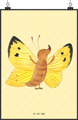 Produktbild von Mr. & Mrs. Panda Bild Schmetterling Zitronenfalter DIN A2 - Gelb Pastell - Geschenk, Lustige Sprüche, Wandbild, wanddeko, Anders, Deko, Liebe, Fakt, drucke, wandkunst