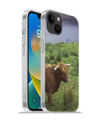 Produktbild von MuchoWow® Handyhülle Schutzhülle Hülle für Apple iPhone 14 Plus - Soft case Schottische Highlander - Gras - Wasser - Tiere Silikon Softcase Handy Hülle - Abbildung