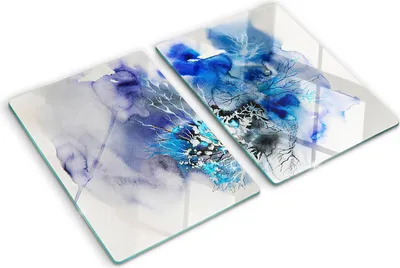 Imagen del producto de Cubierta para placa de cocina – Cubierta para placa de inducción – Placa de vidrio protectora – 2x40x52 cm – Placas de vidrio protectoras para cocina – Vidrio templado – Flores abstractas
