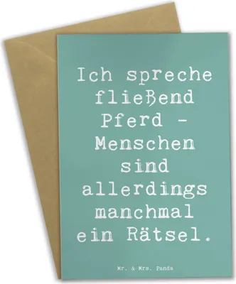 Produktbild von Mr. & Mrs. Panda valentinstagskarte Spruch Reiten und Rätsel - Meeresbrise - Geschenk, Pferdesport, Teamsport, einladungskarten, Sportler Geschenke, Pferde, Sportart