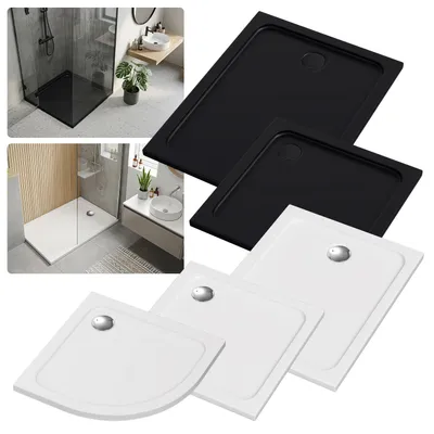Zdjęcie produktu dla Peviasot, brodzik podłogowy 80x80 – 120x90 cm, kolor biały/czarny, bez/z kompletem odpływowym, płaski