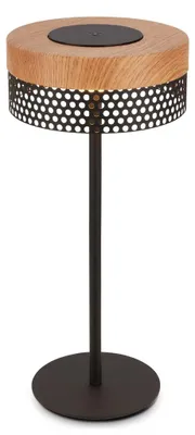 Image de Briloner BOOHA Lampe de table LED sans fil IP44, dimmable, tactile, batterie, protection contre les projections d'eau, noir bois, Ø16 x 35 cm