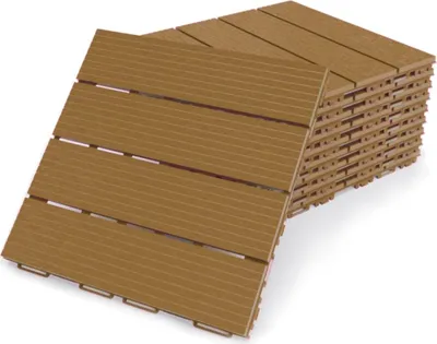 Produktbild von Terrassenfliesen Fortena (cappuccino) 30x30cm, 8 Stück, 0,72 qm, Anti-Rutsch-Oberfläche, Klickfliesen aus Kunststoff in Holzoptik, Bodenbelag, witterungsbeständig: Cappuccino