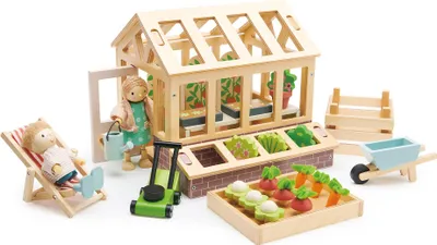 Produktbild von Tender Leaf Gewächshaus und Gartenset - Holzspielzeug Gewächshaus für Kinder