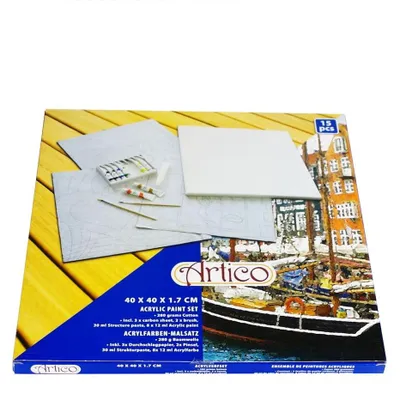 Produktbild von Acrylfarben Malsatz Keilrahmen Malset Artico Acryl 40x40x1,7cm 8 Farben Malen