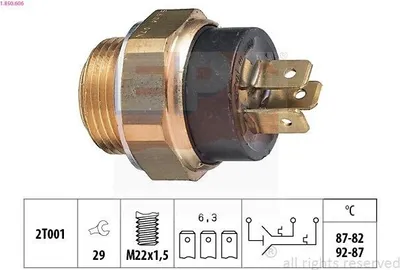 Produktbild von EPS 1.850.606 Temperaturschalter Kühlerlüfter Thermoschalter passend für PEUGEOT 205 II (20A/C) 205 I Cabriolet (741B, 20D) 309 II (3C, 3A) 205 I
