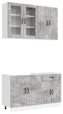 Productafbeelding van vidaXL Keukenelement LUCCA, 4 stuks, betonkleur, houtvezel