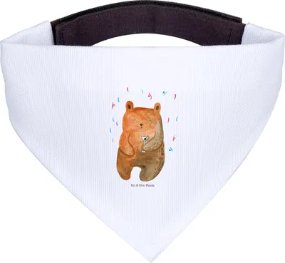 Produktbild von Mr. & Mrs. Panda Hunde-Bandana Bär Party - Weiß - Geschenk, Hundeschal, Hundehalstuch, Halstuch, Lustig, Geburtstag, Für Hunde, Geburtstagsgeschenk, Gute Laune, Tuch
