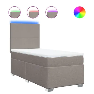 Imagen del producto de Cama con somier y colchón de la marca vidaXL, color taupe, dimensiones 100x200 cm, tapizada en tela