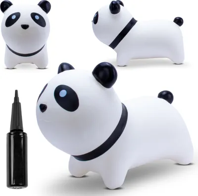 Obrázek produktu pro SUN BABY skákací zvířátka od 1 roku s pumpičkou nafukovací skákací hračka z kvalitní a odolné gumy bílá panda