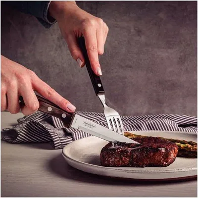 Produktbild von Famanu Steakbesteckset 8-teilig - Edelstahl mit Holzgriffen