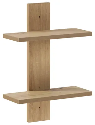Image de Wandregal en bois imitation chêne, dimensions : 30 x 13,5 x 43 cm. Matériau : bois composite