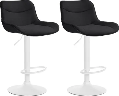 Produktbild von 2er Set Barhocker Vonore Stoff, Farbe:schwarz, Gestell Farbe:weiß
