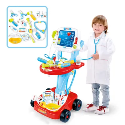 Produktbild von WOOPIE Kleiner Arztwagen Blau Medizinisches Set für Kinder 17 Zubehör