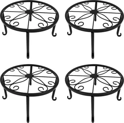 Immagine prodotto di Sottovasi decorativi, set da 4 pezzi, rotondi da 24 cm - metallo resistente - sottovasi - supporti per piante - giardino e balcone - per interni ed esterni