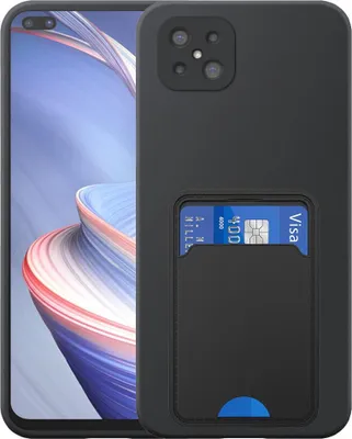 Zdjęcie produktu dla Etui na telefon Oppo A92s / Reno 4Z 5G z uchwytem na kartę TPU - elastyczne etui na tył z silikonu TPU z kieszenią na kartę - czarne - Smartphonics