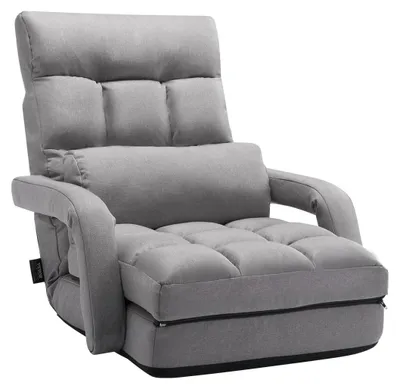 Immagine prodotto di VEVOR sedia da pavimento, sedia da gioco da pavimento, divano letto relax con cuscino posteriore per camera da letto, grigio