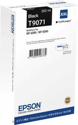 Zdjęcie produktu dla Epson T9071 - 202 ml - rozmiar XXL - czarny - oryginalny - wkład atramentowy - do WorkForce Pro WF-6090, WF-6590 (C13T90714N)