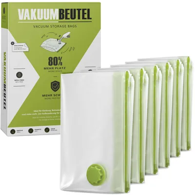 Obrázek produktu pro Vakuové sáčky 6x velikost M (70x50cm) – bez BPA – vakuové sáčky na oblečení, polštáře atd. – vakuové sáčky na oblečení